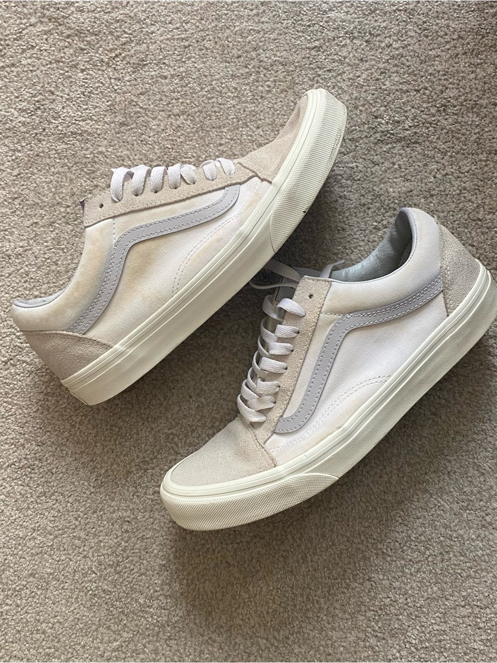 Vans Mens Low-Top Suede & Canvas Sneakers - Cream/Light Gray